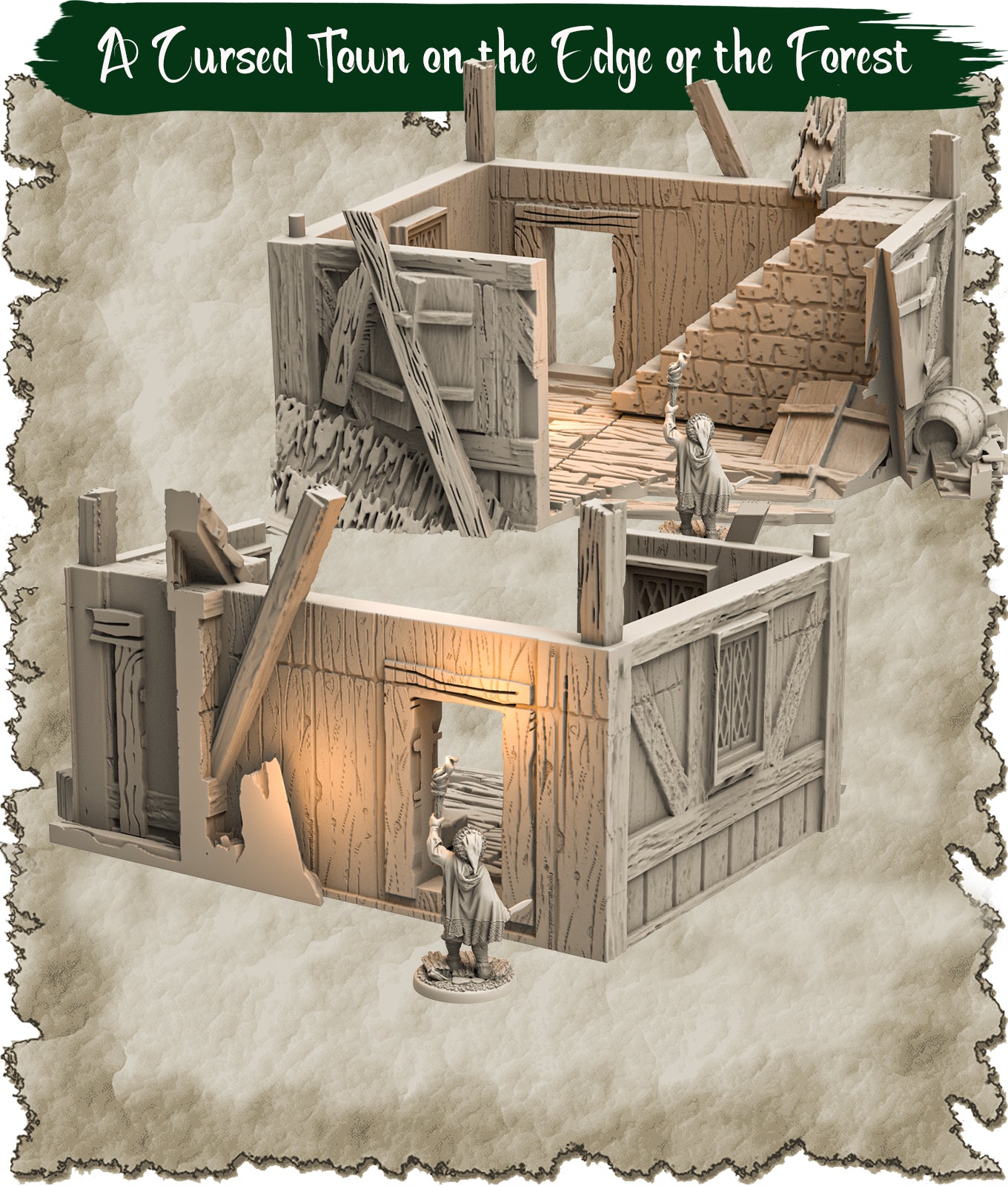 Mittelalterliches zerstörtes Haus Miniatur für Wargaming - Sawant3D