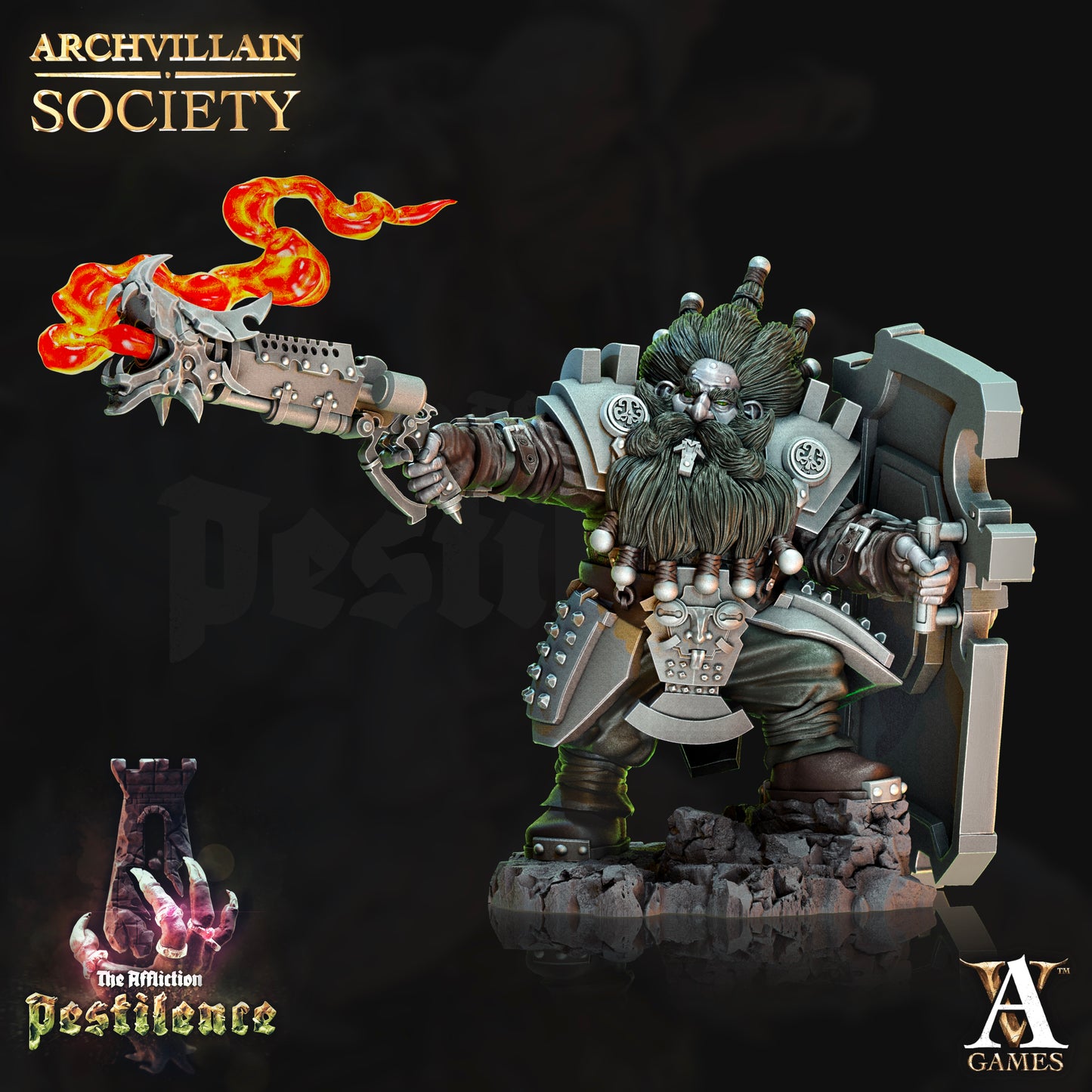 Krieger Drogan Ironsight Zwerg Miniatur - Archvillain Games