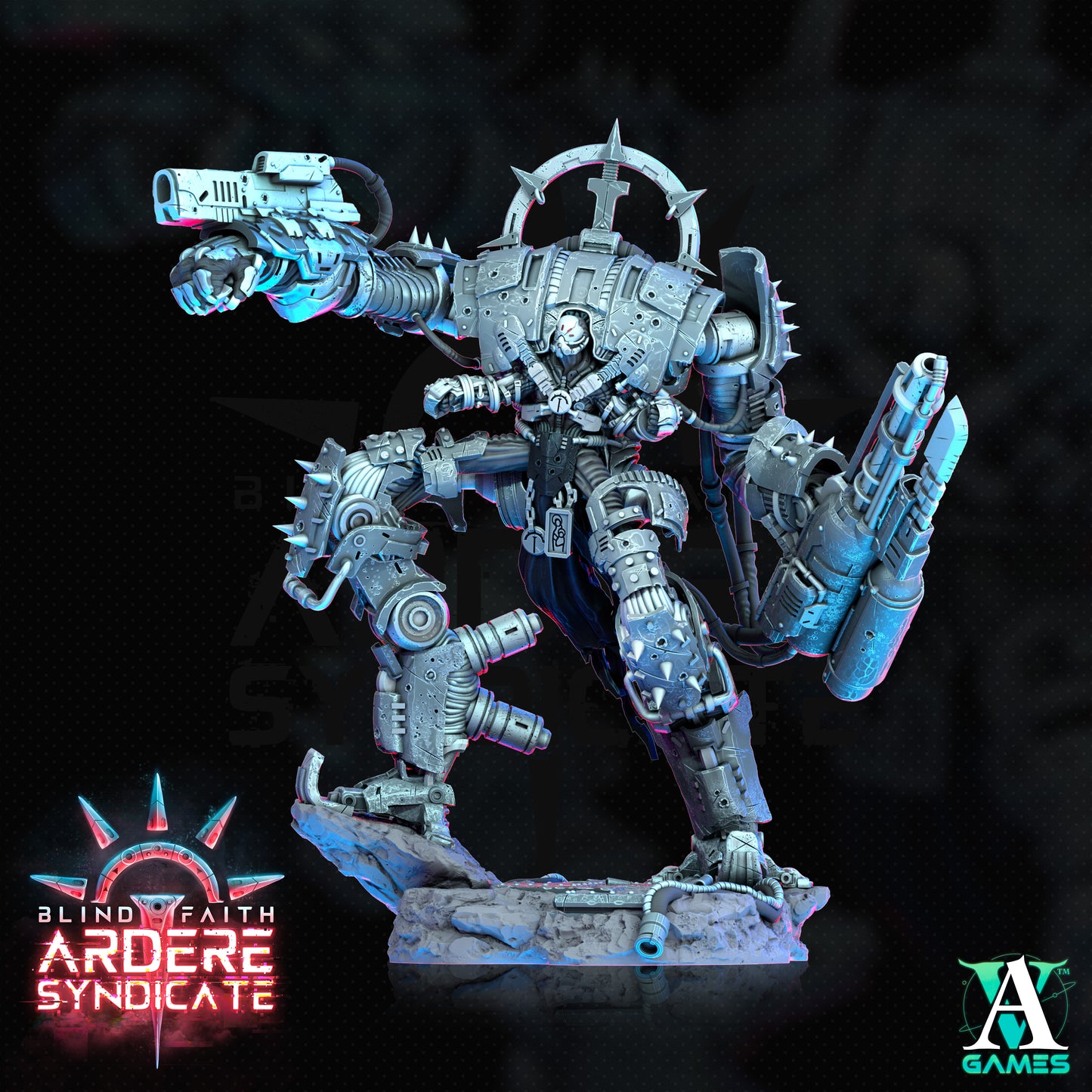Arderite Sentinels Mech Miniatur | 5 Posen | Blind Fate | Archvillain Games