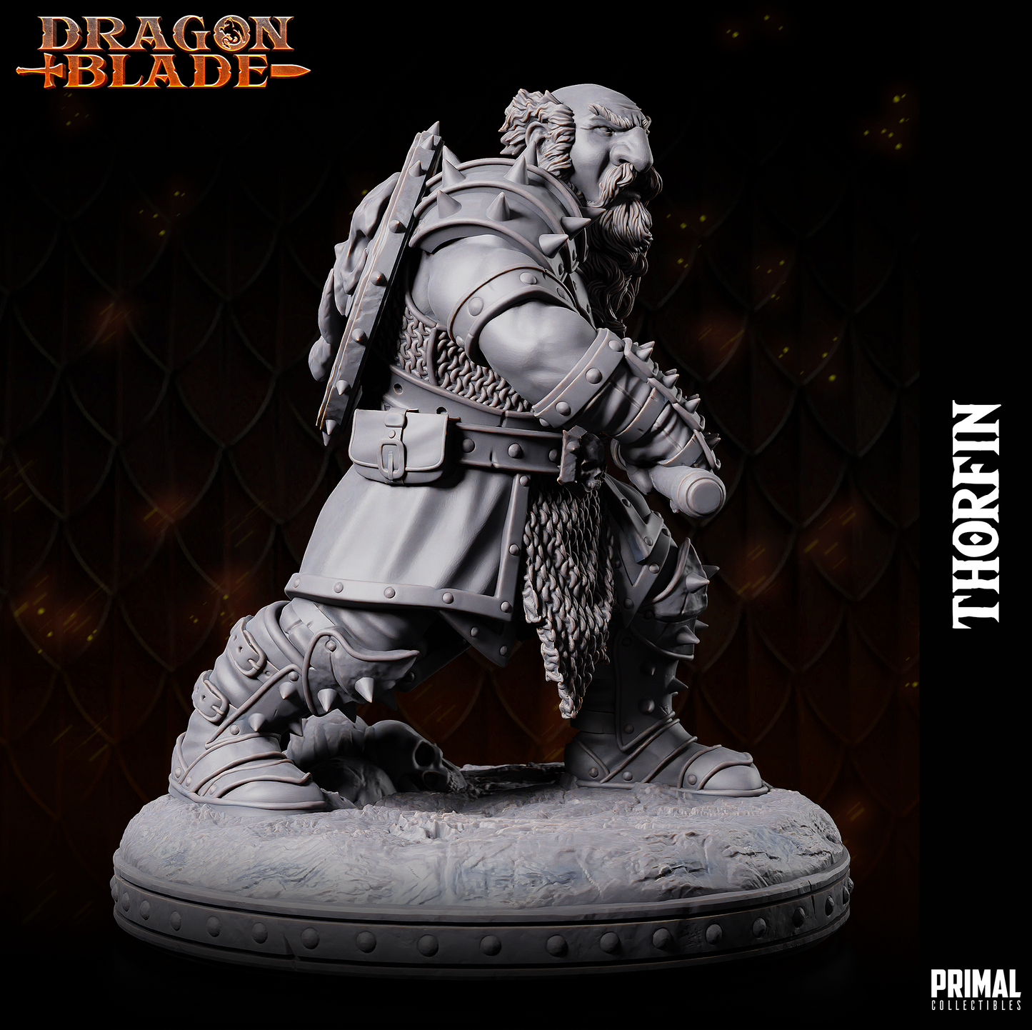 Zwerg Krieger Miniatur | Evil Dwarf Thorfin | Pathfinder | DnD | Primal Collectibles