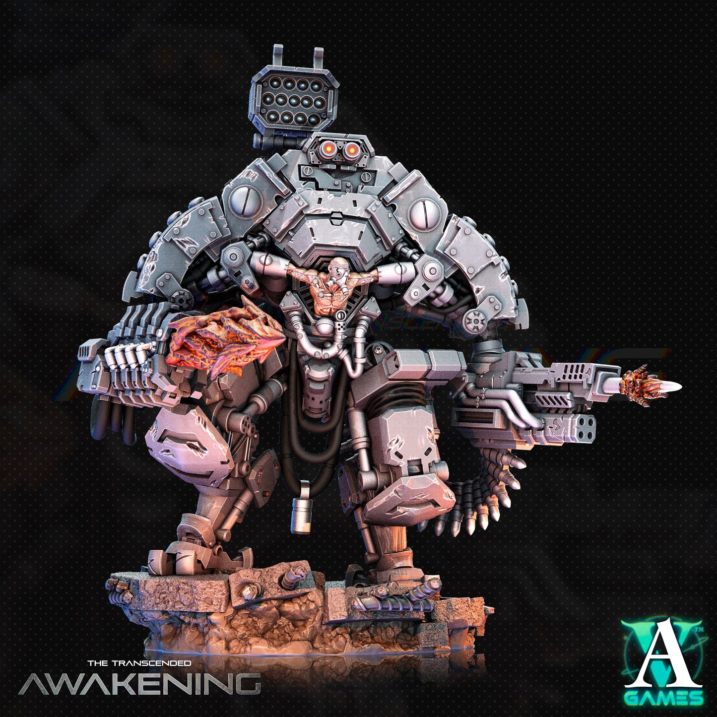 Trancended Vastators Mech Miniatur | Tabletop | 8 Posen | Cyborg Army | Archvillain Games