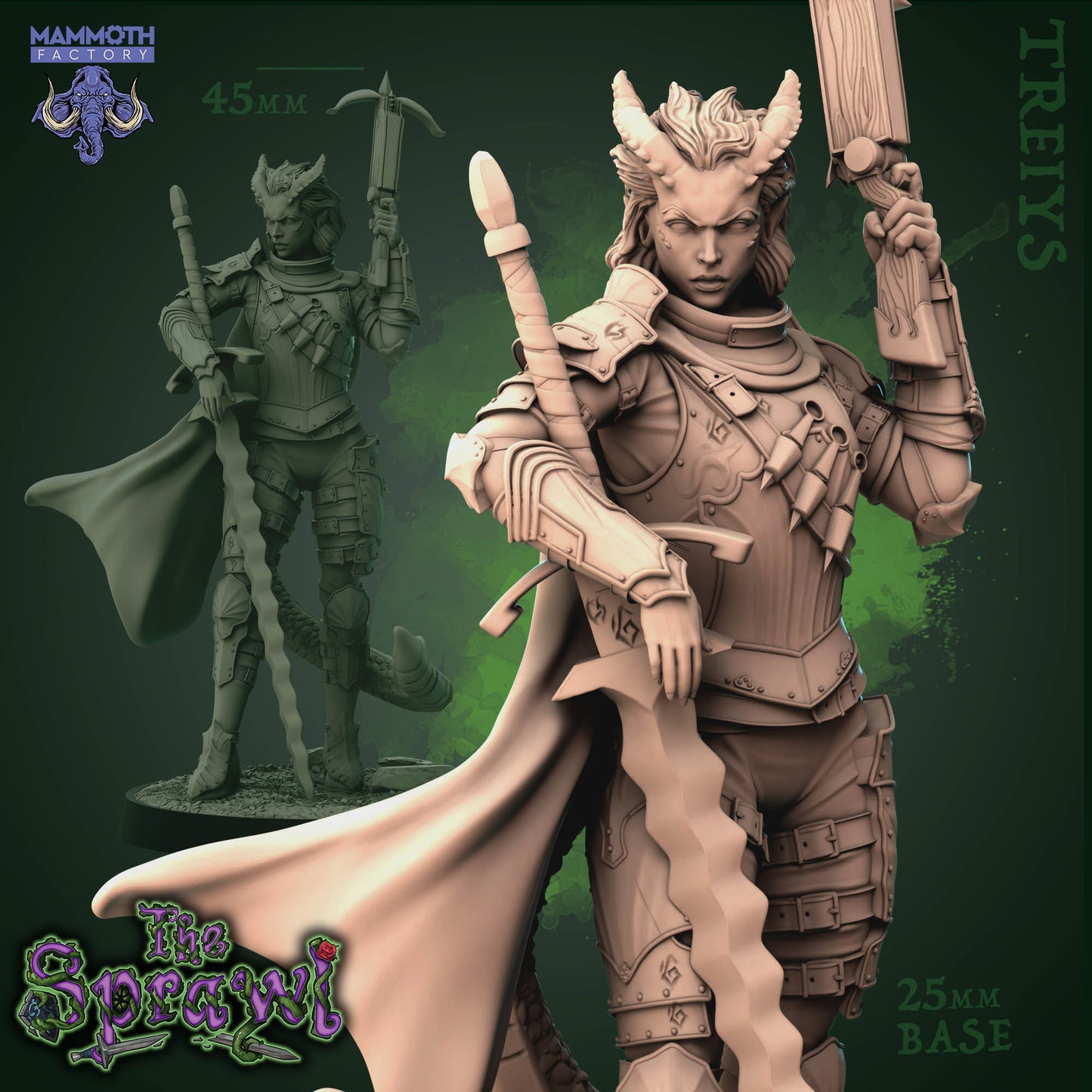 Tiefling Huntress - Treiys Obsidian Knight Miniatur - Mammoth Factory