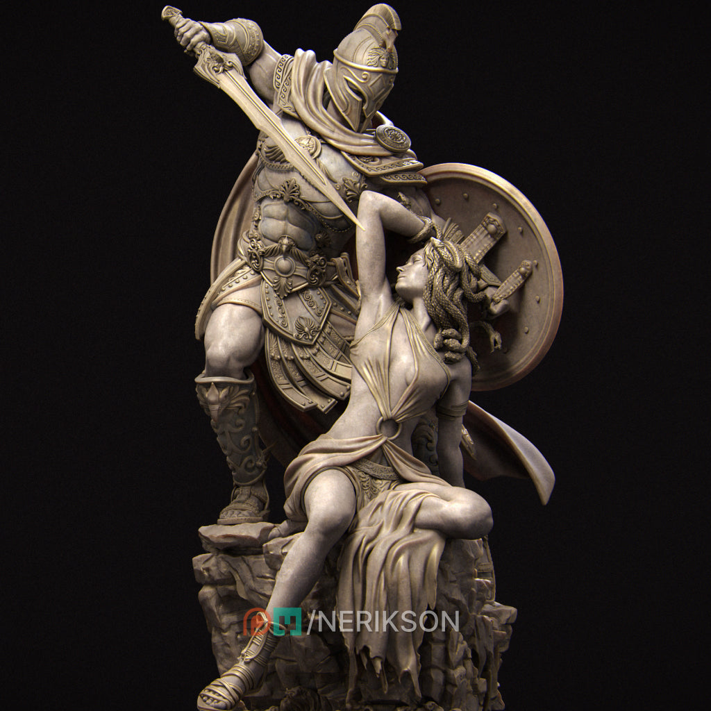 Medusa und Perseus Display Miniatur | Fantasy | unbemalter Bausatz - Nerikson