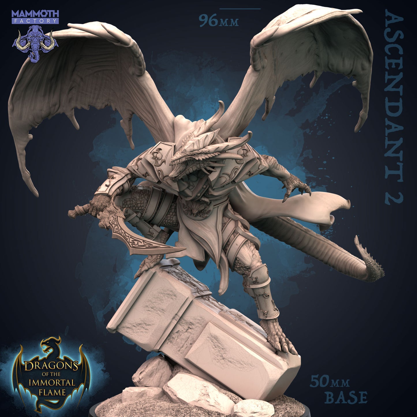 Dragonborn with wings Miniature | Ariarathes | Tabletop | Mammoth Factory