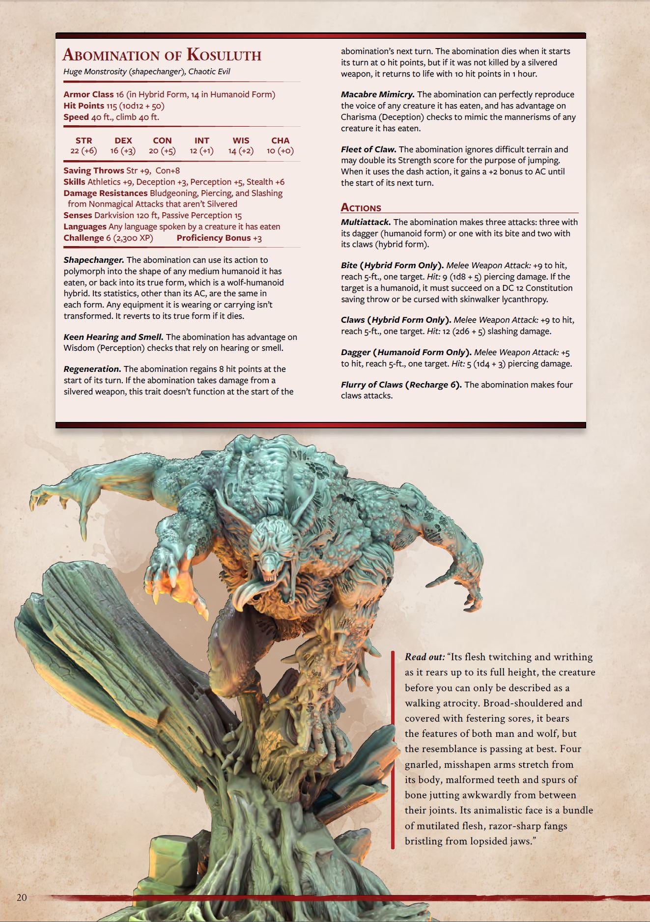 Die Abscheulichkeit von Kosuluth - Lykanthrop - Werwolf Miniatur- Tabletop | Dungeons and Dragons | Mammoth Factory