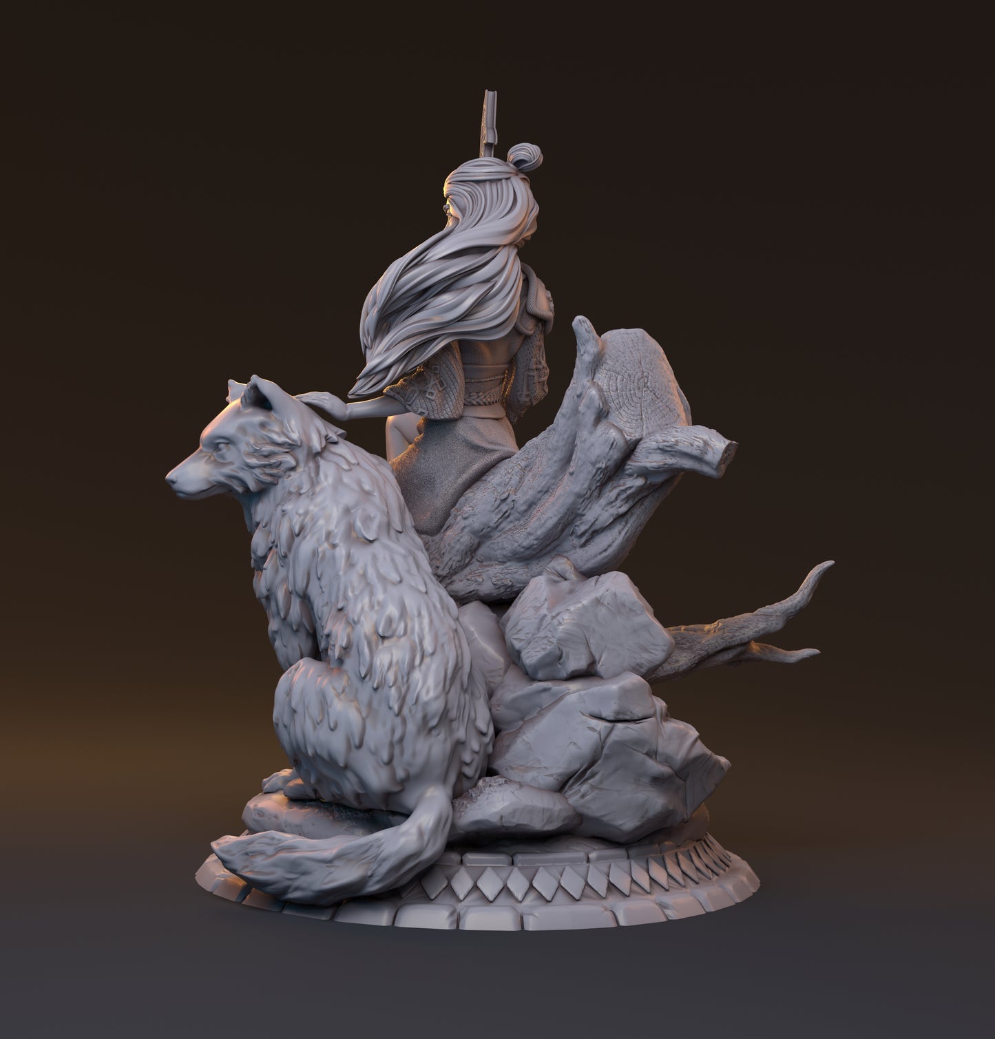 Ranger mit Wolf Miniatur | Yokai | Scout Orita Okami - Mythreal Games