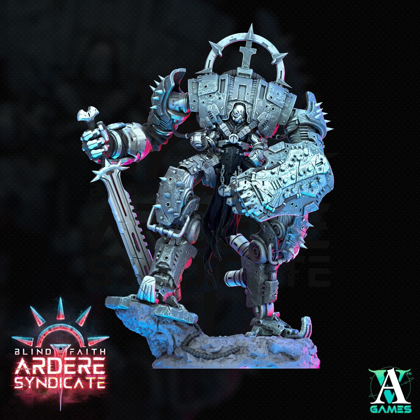 Arderite Sentinels Mech Miniatur | 5 Posen | Blind Fate | Archvillain Games