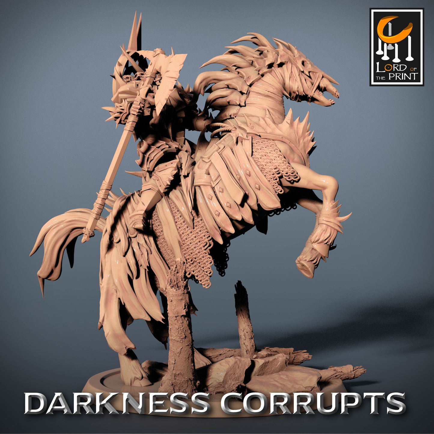 Death Knight mit Pferd Miniatur | Ritter Kavallerie | 5 Posen | Darkness Corrupts | Pathfinder | DnD - Lord of the Print