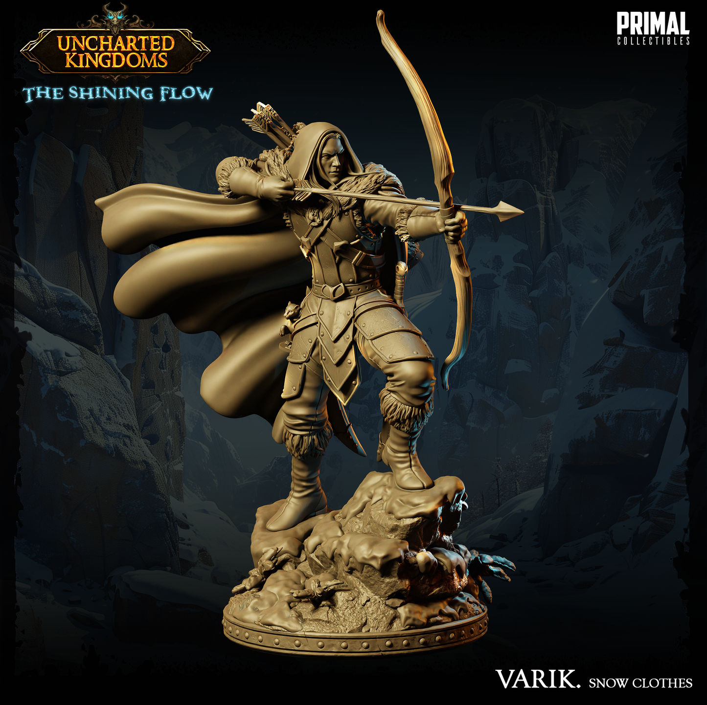 Dark Elf Warrior Miniatur | Fighter Varik - Snow Clothes | Pathfinder | Tabletop | DnD  - Primal Collectibles