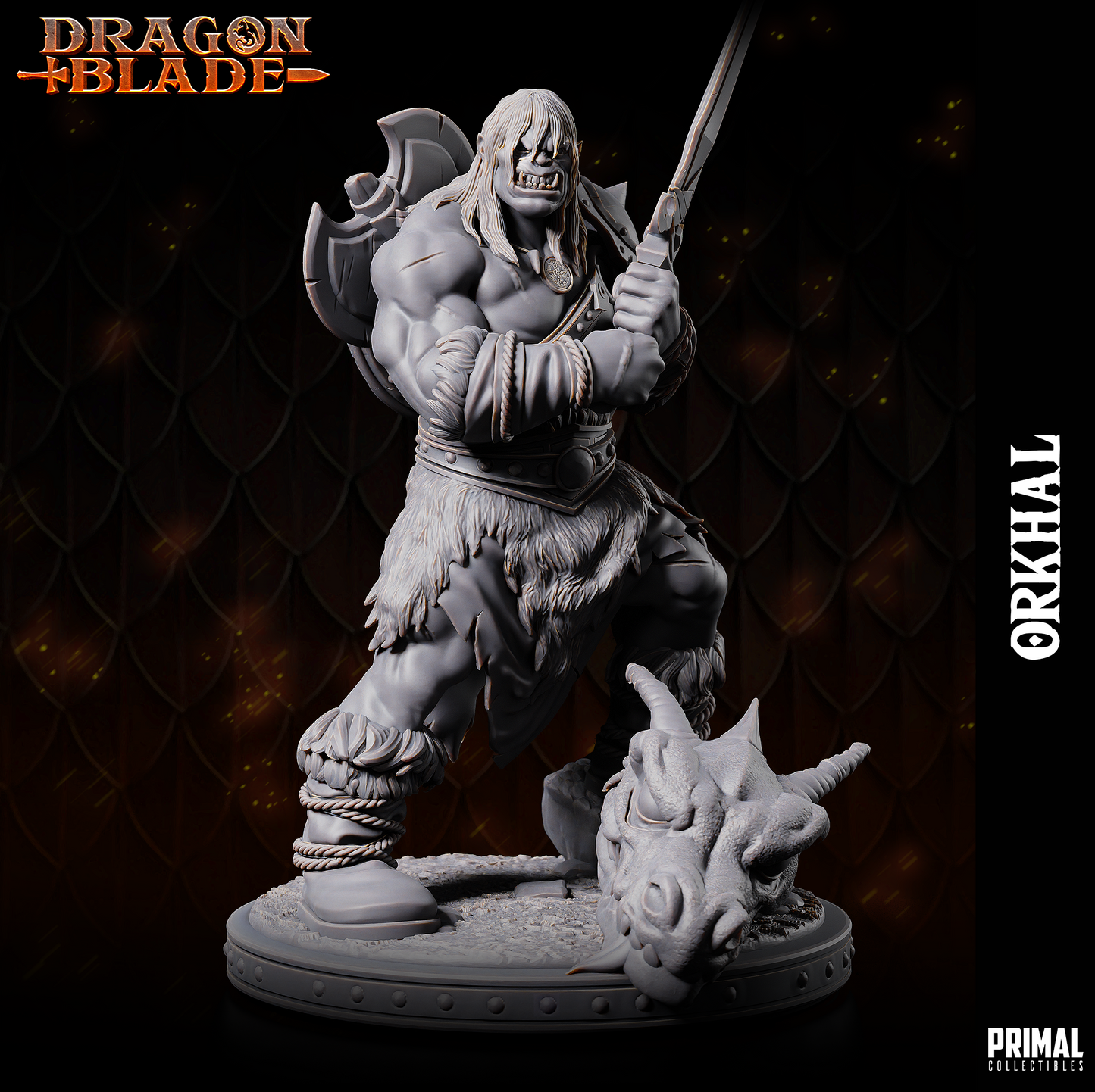 Barbarian Orc Miniatur | Orkhal - Primal Collectibles