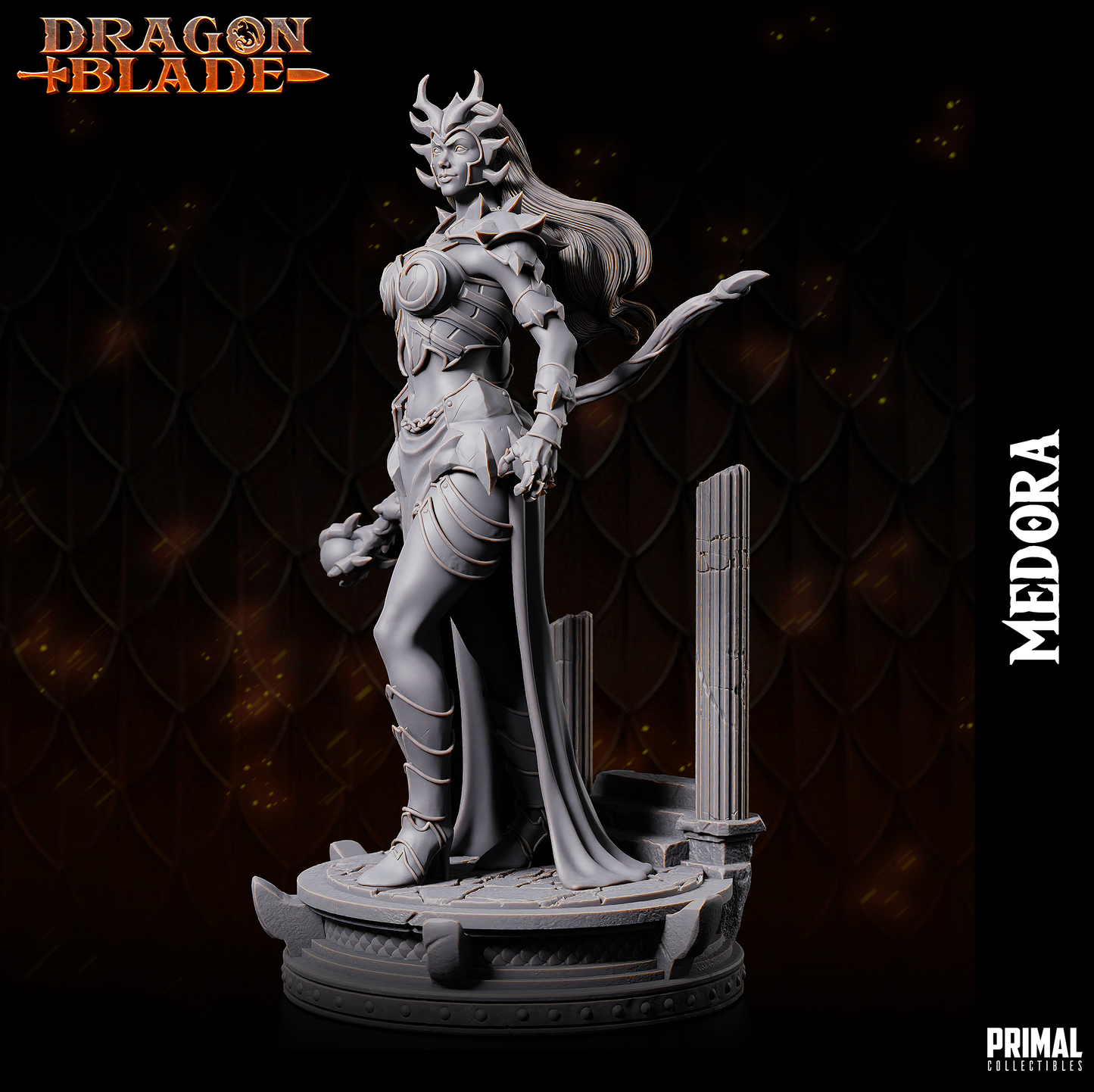 Drachenkönigin Miniatur | Magierin | Dragon Dark Queen Medora | Pathfinder | DnD | Primal Collectibles