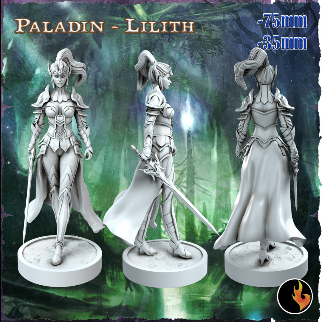 Lilith Elf Paladin Miniatur | 75mm | Kleriker | Pathfinder | DnD | RKS3D Miniatures