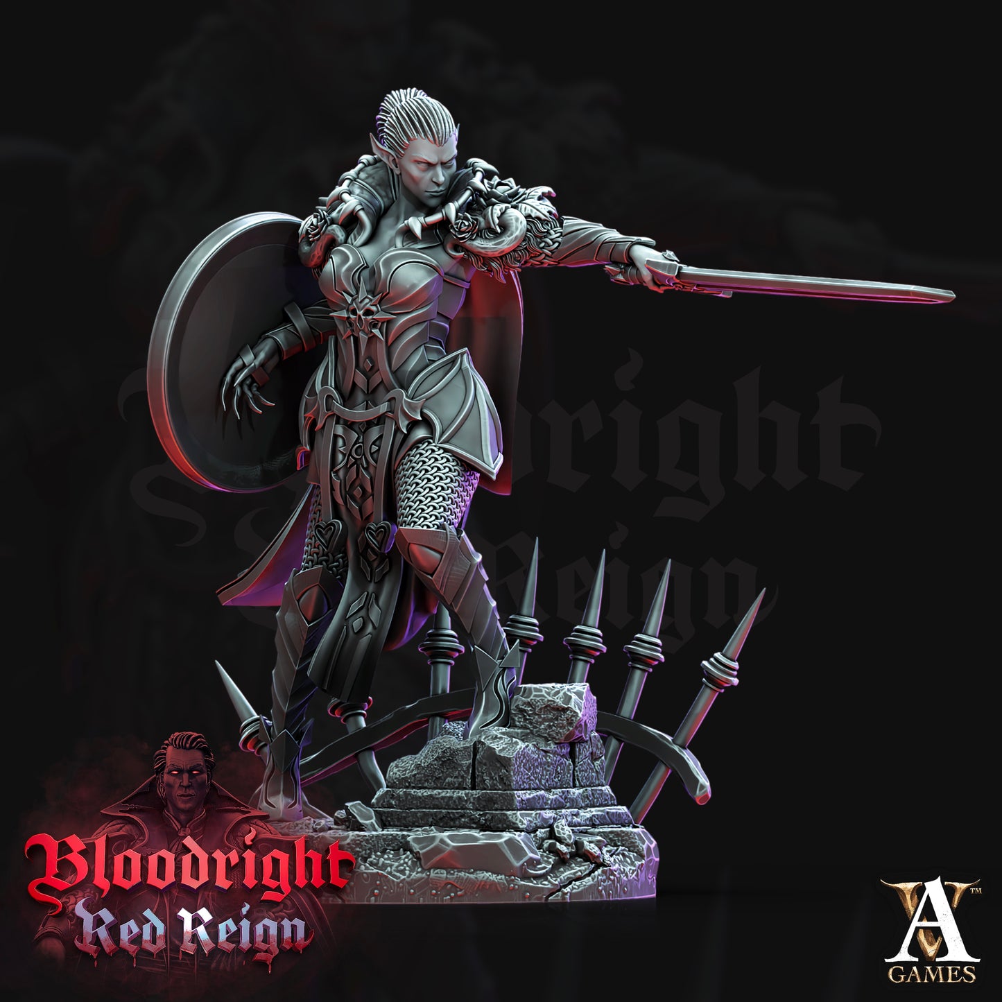 Vampir Kriegerin Tabletop Miniatur | D&D | Bloodright - Archvillain Games