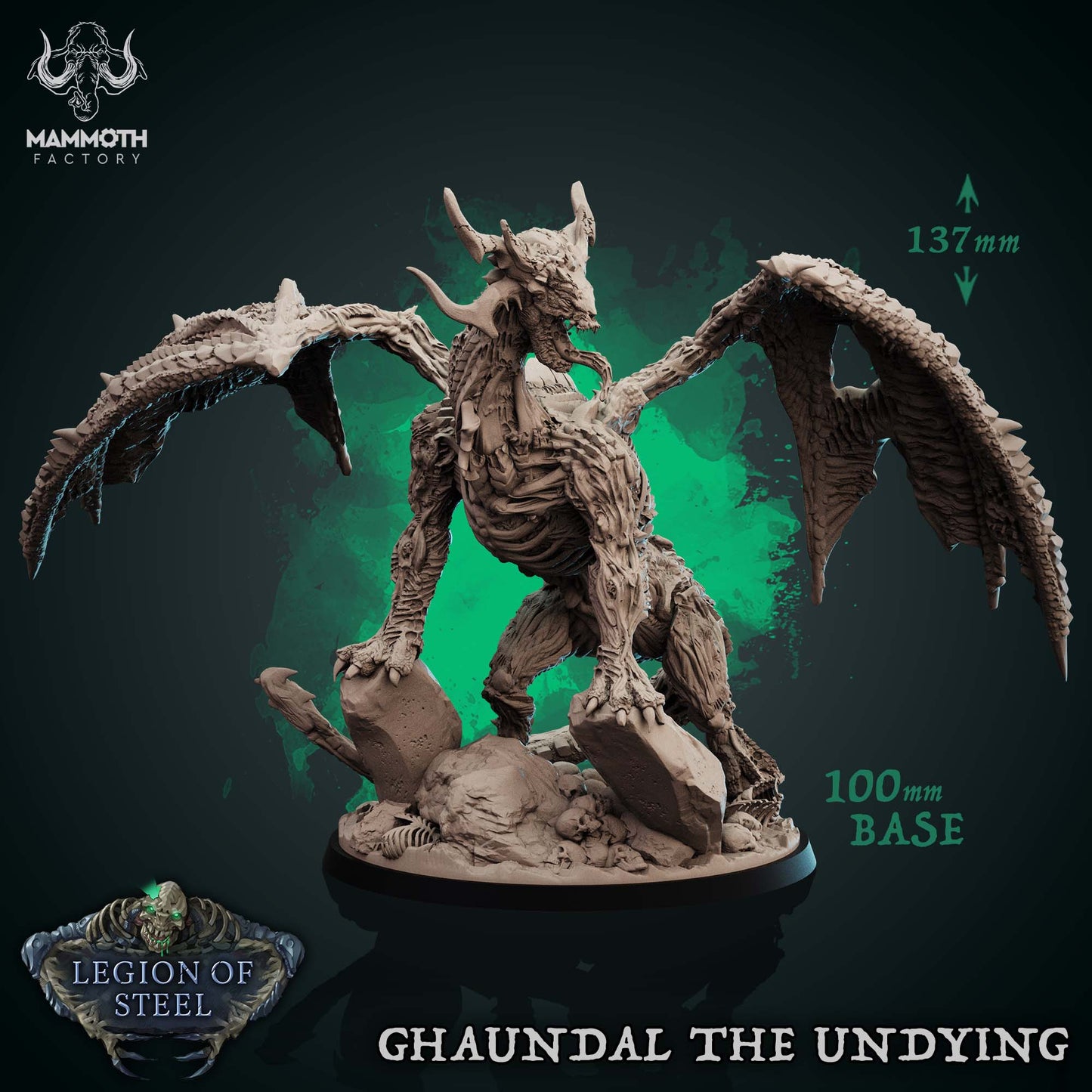 Ghaundal the Undying - Untote Drache Boss Miniatur | Dungeons and Dragons | Tabletop | Pathfinder | D&D | Mammoth Factory