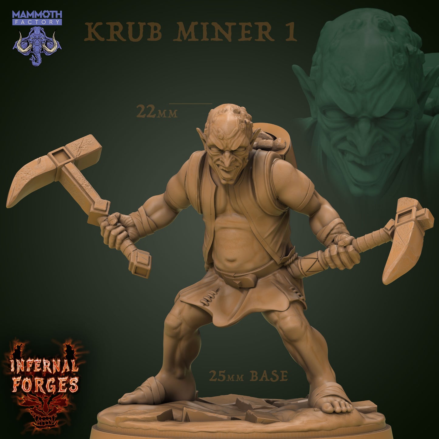 Krub Bergmann Miniatur 4 Varianten | Dungeons and Dragons | Tabletop | Mammoth Factory