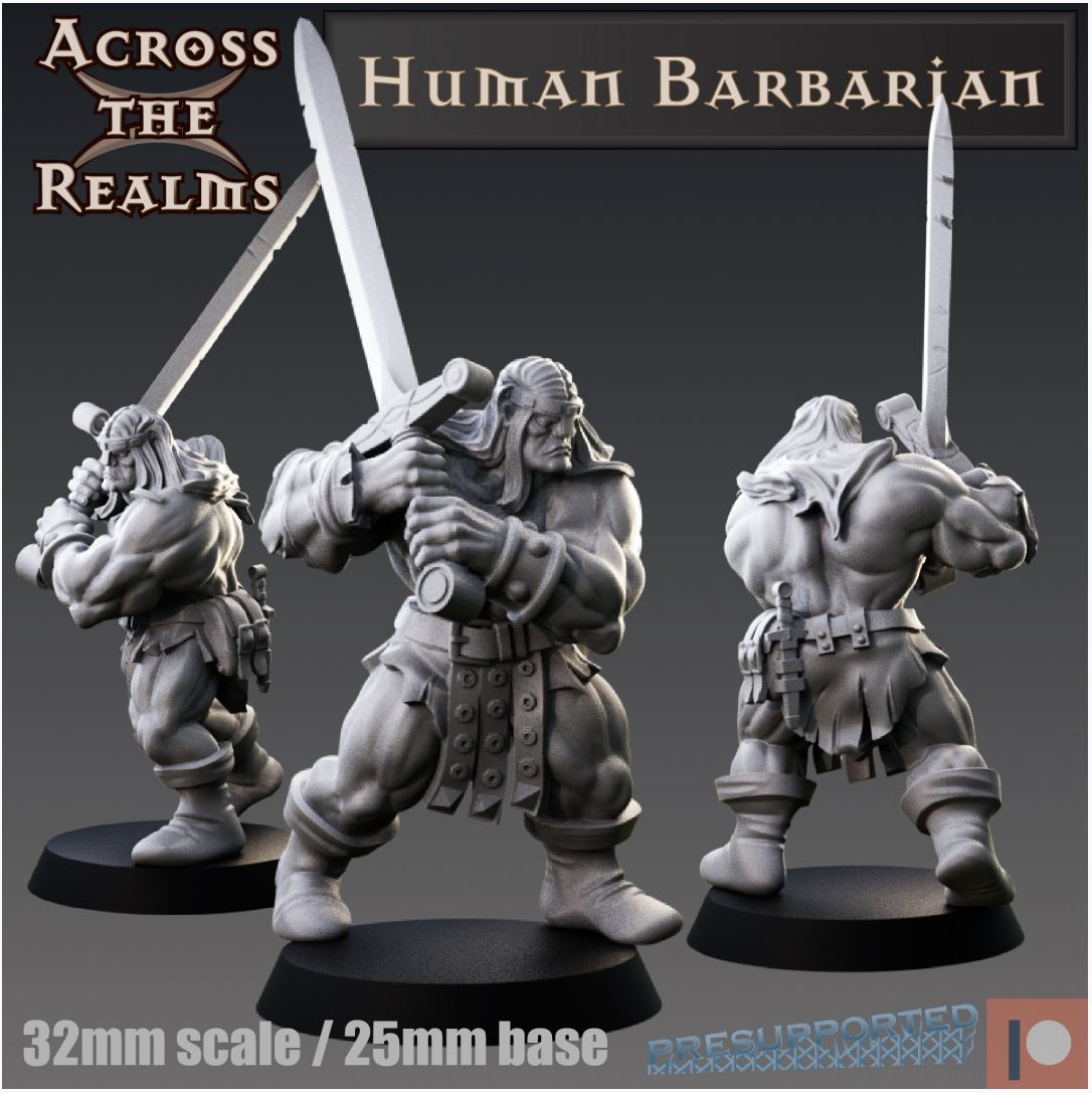 Human Barbar mit Zweihandschwert - Tabletop Miniatur