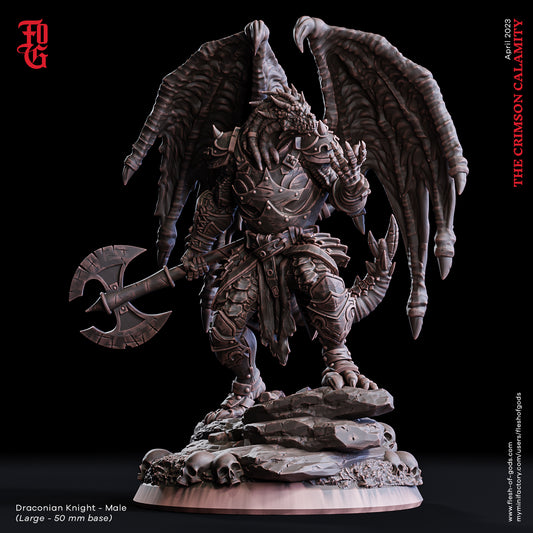 Drakonischer Ritter Tabletop Miniatur | Paladin Miniatur - Flesh of Gods